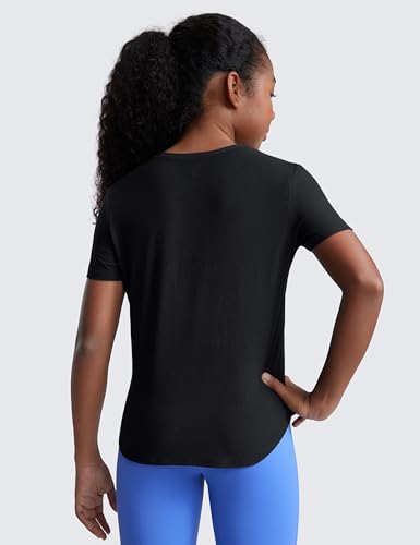 CRZ YOGA Girls Cloudweight Athletic T Shirts Short Sleeve Tees Crew Neck Side Slit Teen Kids Active Gym Casual Quick Dry2