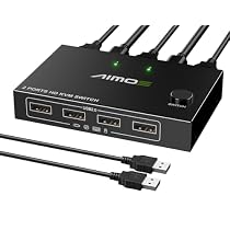 KVM Switch HDMI 2 Computers 4K@60Hz,USB KVM Switches for 2 PC Sharing 1 Monitor and Keyboard Mouse Printer,Plug and Play,2 USB Cables IncludedKVM Switch HDMI 2 Computers 4K@60Hz,USB KVM Switches f…