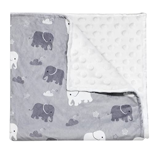 Image of TANOFAR Super Soft Micro Fleece Baby Blanket - Boys Receiving Blanket with Dotted Backing, Grey Elephant, 30 x 40 Inch