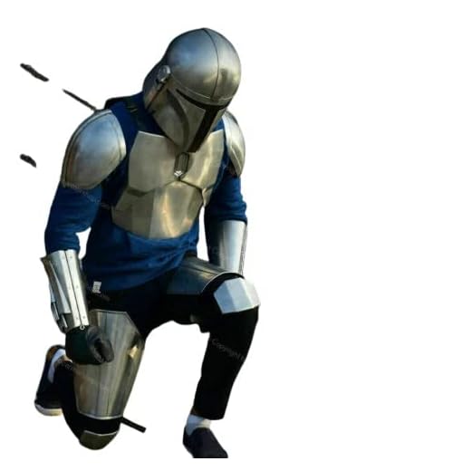 Handcrafted Din Djarin Beskar Mandalorian Armor Costume with Helmet Full Body Armor Easy to Wear Metal Armor, Metal Silver