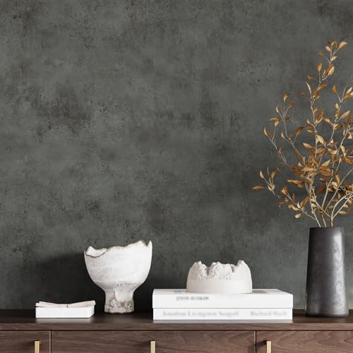 Image of VaryPaper Grey Concrete Effect Wallpaper 40cmx200cm Thick Cement Contact Paper for Furniture Cupboards Kitchen Worktop Covering Sticky Back Plastic Industrial Wallpaper for Hallway Bathroom Garage