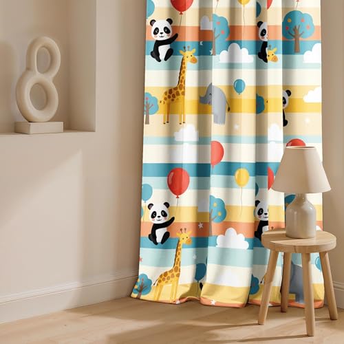 Image of Ultimate Trends Light Filtering Kids Curtain | Fairy, Dragon Castle, Safari & Jungle Animal Prints | for Kids Room Doors and Window | 8 FEET Pack of 1 |Bamboo Parade