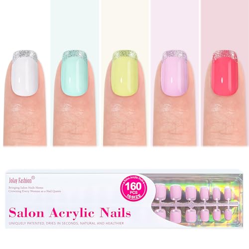 Press on Nails Short 5 Styles, Jofay Fashion 160Pcs Cat