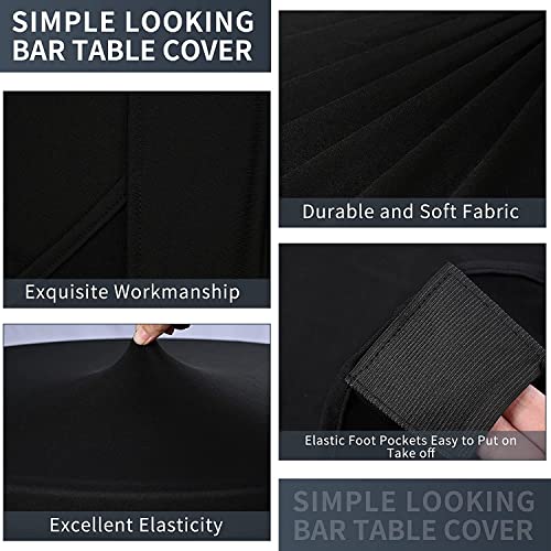 Nappe table haute noire de qualité supérieure stretch 70 cm avec poches - 4