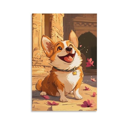 Tableau corgi pour couloir et chambre | Déco murale 50x75 cm