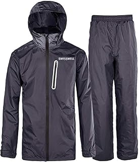 SWISSWELL Hooded Rain Suit for Mens Charcoal Large