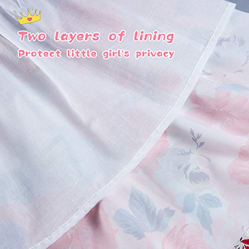 Enlifety Little Girls Denim Floral Print Dresses Sleeveless Summer Skirt One-Piece Twirl Sundress Size 3-4 Years Tutu Swing Frocks Stitching Clothes For Easter Party Casual #TOP5