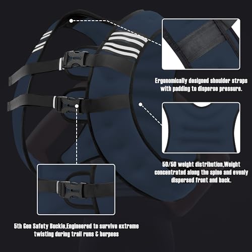 Image of NATURELUX Weighted Vest Men or Women - 5 /10 /15 /20 /25 /30lbs Weights with Reflective Stripe, Weighted Vest for Workout Equipment for Strength Training Running - Walking Weight Loss