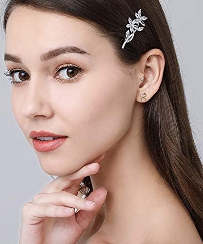26/24 Paris Assorted Multiple Pack Initial Letter Stainless Steel Stud Earrings for Girls - Simple Chic Alphabet Letter Initial Earring Set for Teens Girls