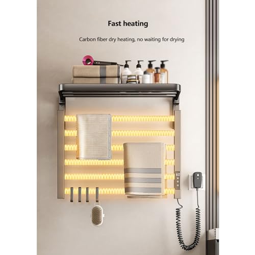 Toallero eléctrico negro de diseño inteligente con pantalla LED táctil y fijación fija 4