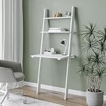 URBNLIVING White Or Grey Ladder Desk 2 Shelf Wooden Bedroom Computer Table Work Office Unit (White)