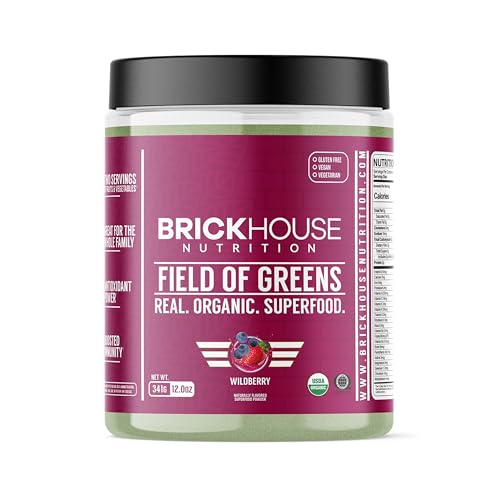 BRICKHOUSE NUTRITION Field of Greens Super Greens Powder | Doctor-Formulated Superfood Powder Fruits & Veggies Supplement - Wildberry (Single Pack)