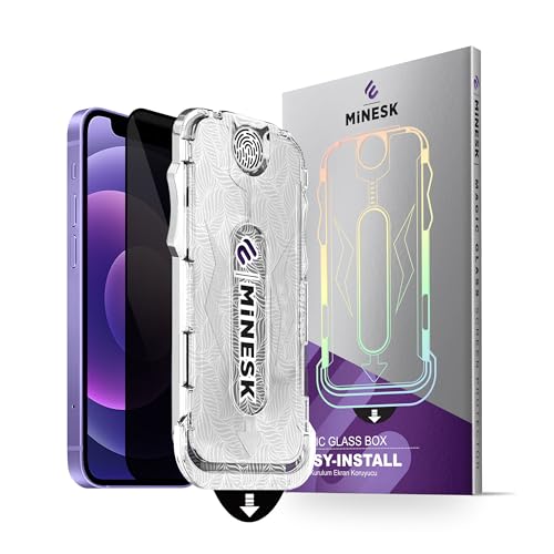 Minesk iphone 12-12 PRO için Privacy Hayalet Gizlilik filtreli Kolay Kurulum Ekran Koruyucu Toz Bırakmayan ve Kendiliğinden Yapışan Hizalama Kitli Temperli Cam (12-12 Pro)