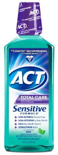 ACT Total Care Anticavity Fluoride Mouthwash, Sensitive Formula Mint, 18 Fluid Ounce by ACT