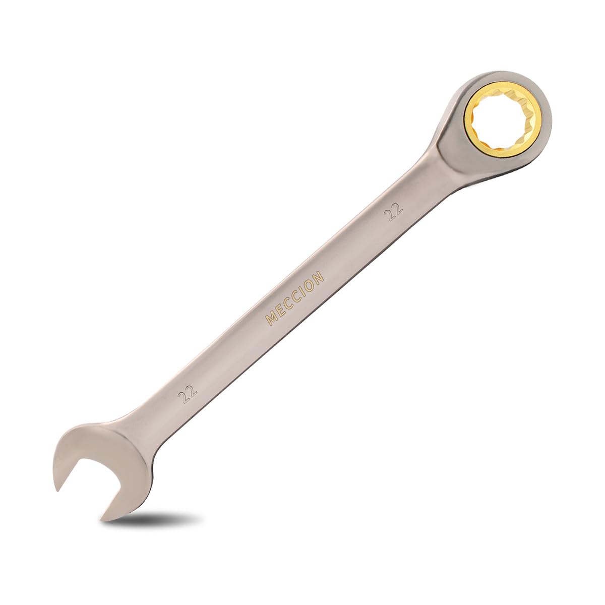 Meccion Fixed Head Ratchet Spanner 22mm Professional Chrome Vanadium Steel Forged Combination Wrench - Black Nickle Plated
