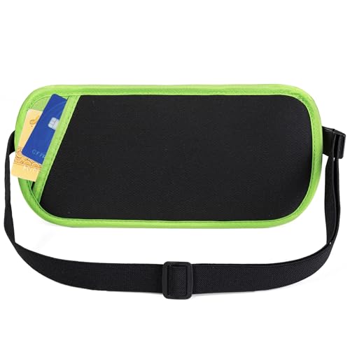 Image of RFID Blocking Money Belt - Passport Holder & Travel Wallet, Slim Hidden Fanny Packs for Women Men - Green