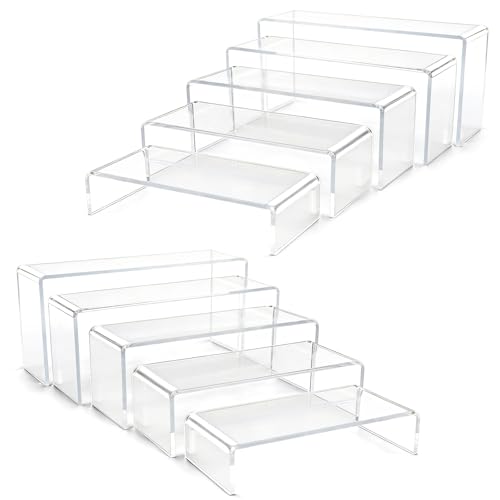 KASURE Lot de 10 Présentoirs Acrylique Transparents, 5 Tailles Support d'écran de Bureau...