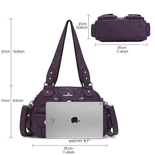 Image of Angel Kiss Hobo Crossbody Purses for Women Shoulder Bag Multipocket Soft Hobo Purses Removable Strap Leather Handbags