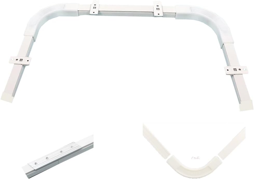 Corner Curtain Track, Curved Ceiling and Wall Rail for Curtains, Room Divider, Shower, Hospital, 108in Heavy Duty Slide Rod for Renter, RV