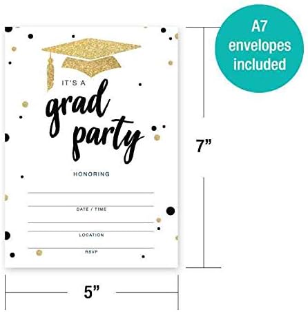 GSM Brands Invitations for Graduation Party - 20 Cards with Envelopes