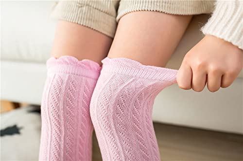 Image of Little Girl's Knee High Socks Over Calf Kids Overknee Stockings Bow Style