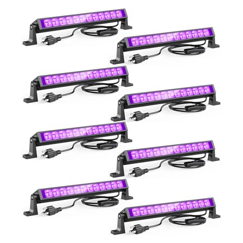 Atfoyer 8PCS 40W LED Black Light Bar for Glow Party,