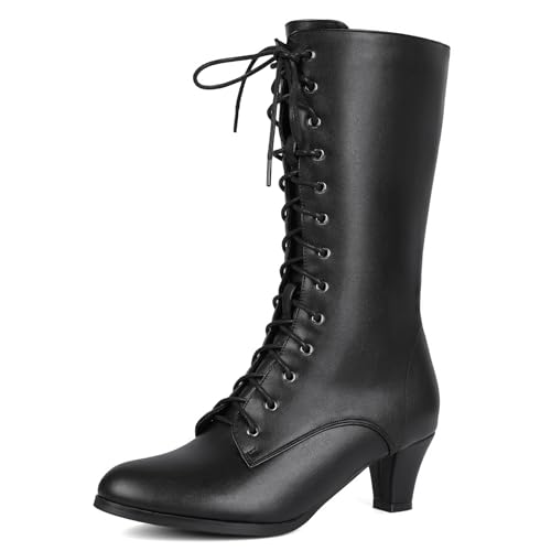 Bottes victoriennes femme Cozivwaiy ajustables à lacets confortables