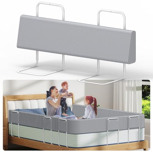 Kidsbuddy 100CM Sponde Letto Bambini, Barriera Letto Bambini Anticaduta,Altezza Regolabile,Facile da Montare,Protezione da Caduta,Barriera di Sicurezza Letto per Bambini,1PCS,Grigio