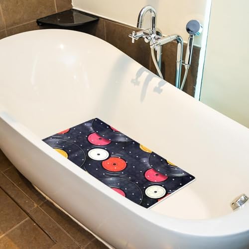 Tapis de bain vinyle rétro antidérapant long en PVC pour douche