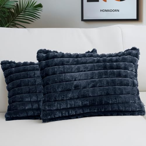 Image of HOMADORN Luxury Plush Fur Reversible Cushion Cover Ultra Soft & Cozy (Pack of 2)