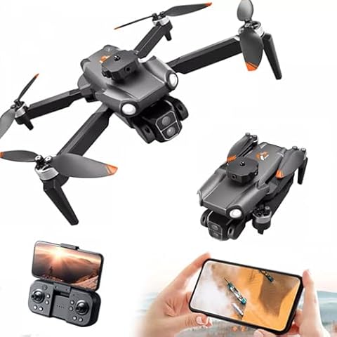 ikaufen Drone with Camera for Adults RC Drone With 4K HD Dual Camera WiFi FPV Foldable Quadcopter Aircraft +2 Battery Cover