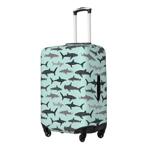Shark Print Suitcase Cover Luggage Protector Washable Elastic Fashionable Travel Gear Cover2