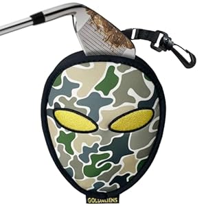 GOLDALIENS Golf Club Cleaner & Ball Cleaning Bag,Original Three-Layer Fabric Waterproof Technology,Golfer’s Ultimate Green Clean Scrub Equipment Accessories,Removable Clips to Support Machine Washing