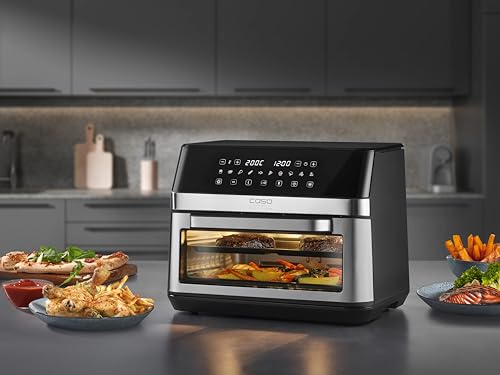 CASO Design AirFry DuoChef, Dual Air Fryer & Mini Oven, 14L Capacity Oven Mode, 5.5L Twin-Baskets, BPA Free, Non-stick