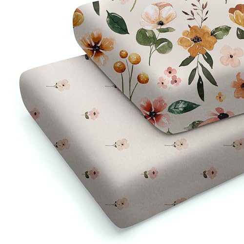 Image of Crib Sheets Set - Premium and Ultra Soft Cotton Blend Fitted Baby Crib Sheet- 2 Pack- Crib Bed Mattress & Toddler Bed Sheet by Max&So