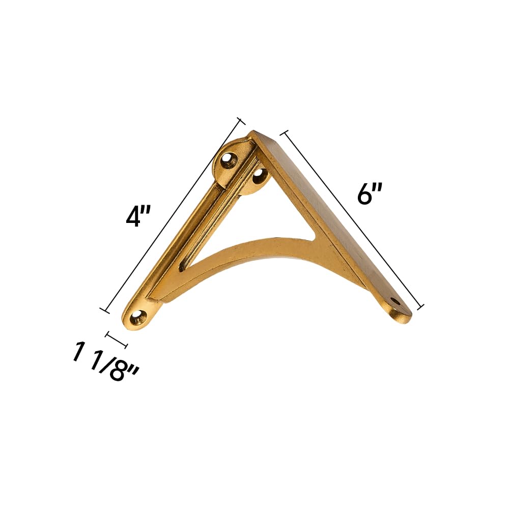 Khtumeware Dekorative Regalhalterungen aus 100 % massivem Messing, 15,2 cm, Wandmontage, 2 Stück, antikes Messing, Vintage-Metall-Regalhalterung, viktorianische Wandhalterung.