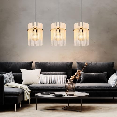 Globo Lampada A Sospensione Gorley, Lunghezza 80 Cm, Color Oro/Opale, A 3 Luci. - 5