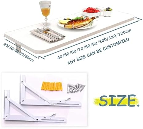 Foldable Wall Table for Kitchen Breakfast Bar Space Saving Desk Wall Mounted Home Office Floating Drop Leaf Dining Table Computer Workstation Work Desk