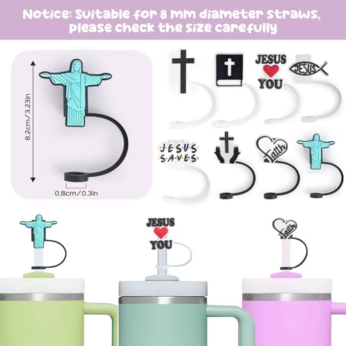 8 Piezas Tapas de Silicona para Pitillos con Diseño Jesús miniatura 2