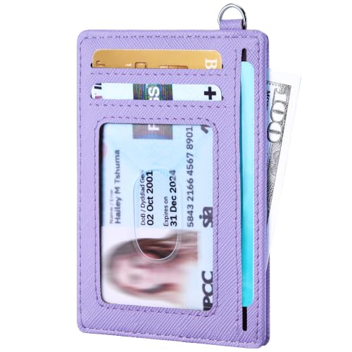 Image of Mayski Slim Wallet, Credit Card Holder for Women, Minimalist Front Pocket RFID Blocking Card Cases, Small Wallet Women Men(Cross Light Purple)