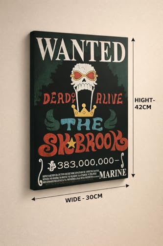 Image of Bond Verse Brrook Wanted Poster - A3 Size Wall Art Prints (300 GSM Matte Finish) L-42CM X W-30CM | Soul King 0ne Pieece Anime Wall Art | Vintage Pirate Bounty Design | Premium Matte Anime Print | Otaku Room Decor | BOND VERSE