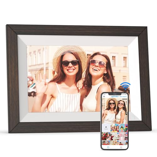 Image of Digital Picture Frame 10.1 inch Electronic Photo Frames - FULLJA 32GB Wood Smart Picture Frame, 1280*800 IPS Digital Photo Album, Touch Screen, Share Photo Video via APP, Funny Gag Gifts for Him/Her