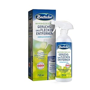 Bactador Geruchsentferner und Fleckenentferner Spray 750ml – Mikrobiologischer Geruchsneutralisierer und Enzymreiniger – Porentiefe Reinigung in Haushalt und Tierhaltung – Katzenurin Geruchsentferner