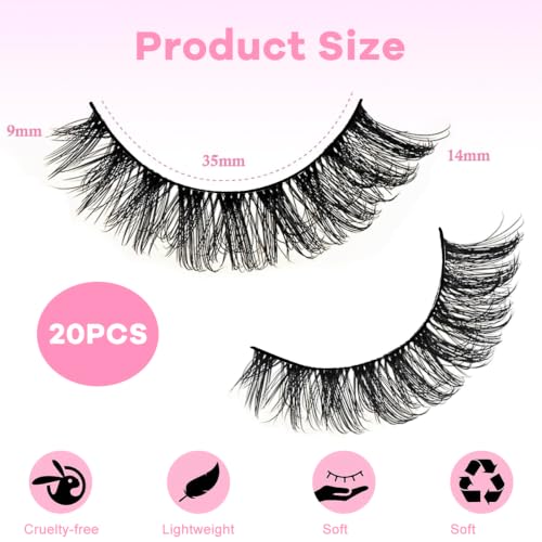 Image of MAYCREATE False Eyelashes Doll Eye Fake Lash Strips Natural Eyelash Pack Short Faux Mink Strip Lashes Manga Look Hybrid Full for Daily Makeup and Beginners-Black-A
