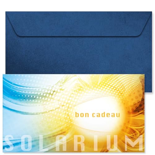 Bons cadeaux à remplir avec enveloppes pour séances de bronzage et UV