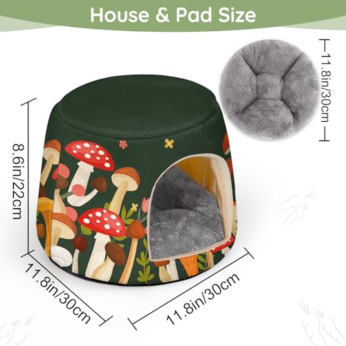 image for Glittme Guinea Pig Hideout, 2 in 1 Guinea Pig Bed with Removable Pad, 