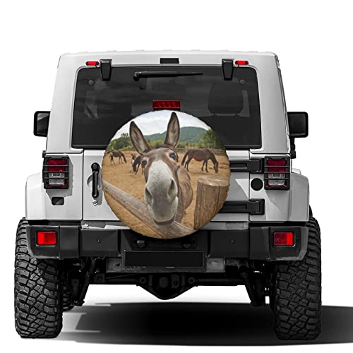 Image of Funny Donkey Spare Tire Cover Dust-Proof Wheel Tire Cover Fit Trailer, RV, SUV and Many Vehicle 16 Inch