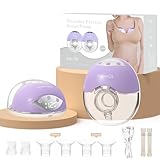 Electric Breast Pump Hands Free, Wearable Breast Pump with 4 Modes/12 Levels, Portable Painless Pumping, Adjustable Flange Sizes 19/21/24mm, Timer LCD Display Memory Function, 2 Pack Purple