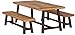 Christopher Knight Home Bowman Wood Outdoor Picnic Table Set | Perfect for Dining, Brown + Black Rustic Metal