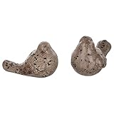 The Country House Vintage Bird Aged Crackle White 5 x 4 Terra Cotta Ceramic Figurines Set of 2